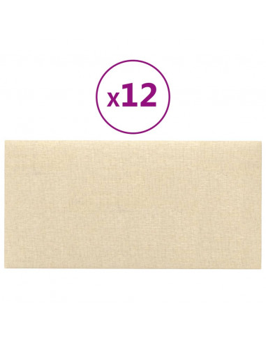 Pannelli Murali 12 pz Crema 60x30 cm in Tessuto 2,16 m²