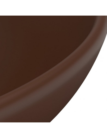 Lavandino Lusso Rotondo Marrone Scuro Opaco 32,5x14 cm Ceramica