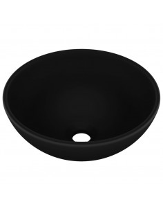Lavandino Lusso Rotondo Nero Opaco 32,5x14 cm in Ceramica 2