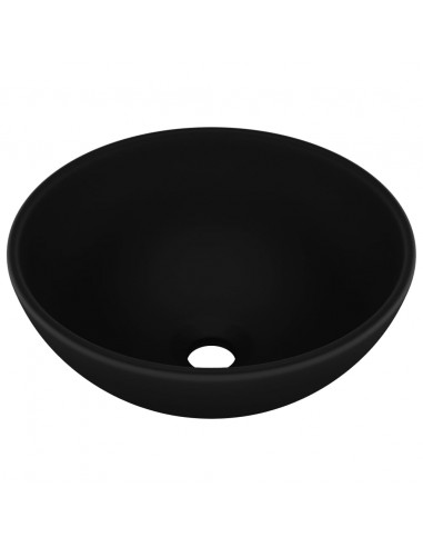 Lavandino Lusso Rotondo Nero Opaco 32,5x14 cm in Ceramica