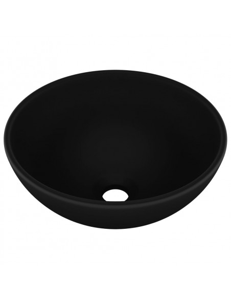 Lavandino Lusso Rotondo Nero Opaco 32,5x14 cm in Ceramica