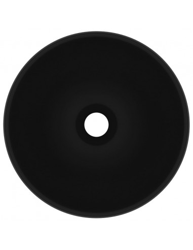 Lavandino Lusso Rotondo Nero Opaco 32,5x14 cm in Ceramica