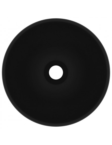 Lavandino Lusso Rotondo Nero Opaco 32,5x14 cm in Ceramica