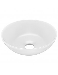 Lavandino da Bagno in Ceramica Bianco Opaco Rotondo 2