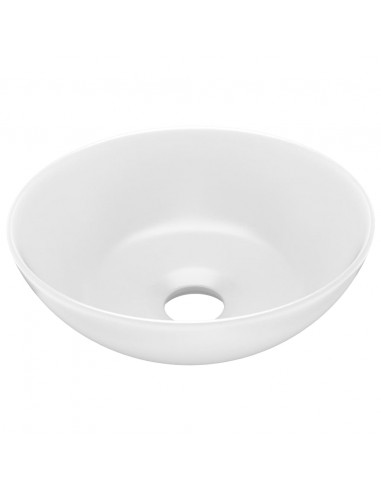 Lavandino da Bagno in Ceramica Bianco Opaco Rotondo