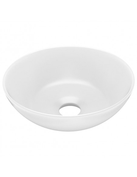 Lavandino da Bagno in Ceramica Bianco Opaco Rotondo