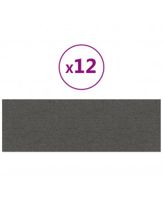Pannelli Murali 12 pz Grigio Scuro 90x30 cm Tessuto 3,24 m² 2