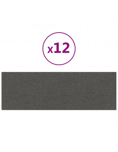 Pannelli Murali 12 pz Grigio Scuro 90x30 cm Tessuto 3,24 m²