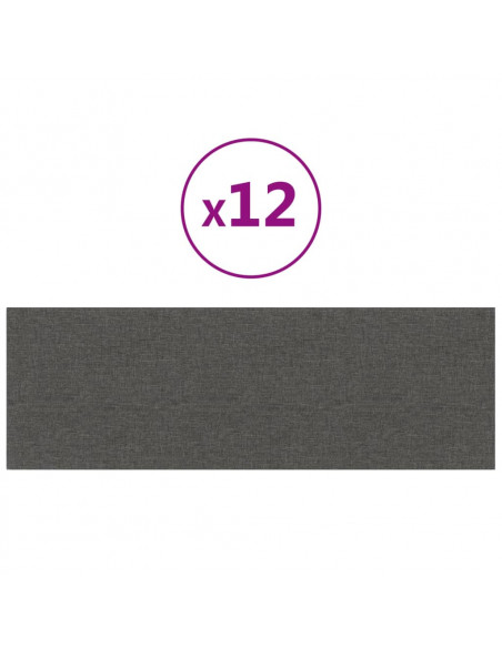 Pannelli Murali 12 pz Grigio Scuro 90x30 cm Tessuto 3,24 m²
