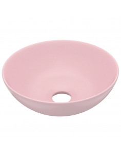 Lavandino da Bagno in Ceramica Rosa Opaco Rotondo 2