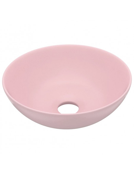 Lavandino da Bagno in Ceramica Rosa Opaco Rotondo
