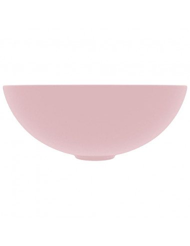 Lavandino da Bagno in Ceramica Rosa Opaco Rotondo