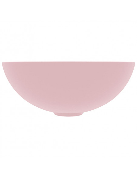 Lavandino da Bagno in Ceramica Rosa Opaco Rotondo