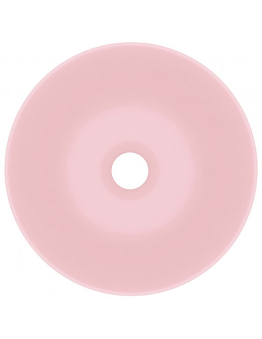Lavandino da Bagno in Ceramica Rosa Opaco Rotondo