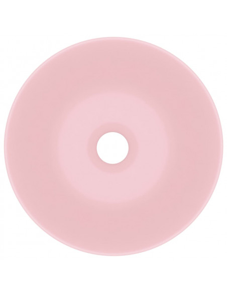 Lavandino da Bagno in Ceramica Rosa Opaco Rotondo