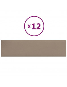Pannelli Murali 12 pz Cappuccino 60x15 cm Similpelle 1,08 m² 2