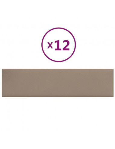 Pannelli Murali 12 pz Cappuccino 60x15 cm Similpelle 1,08 m²
