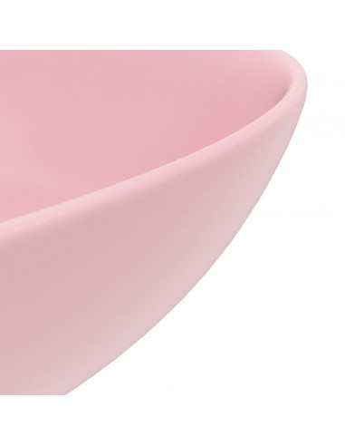 Lavandino da Bagno in Ceramica Rosa Opaco Rotondo