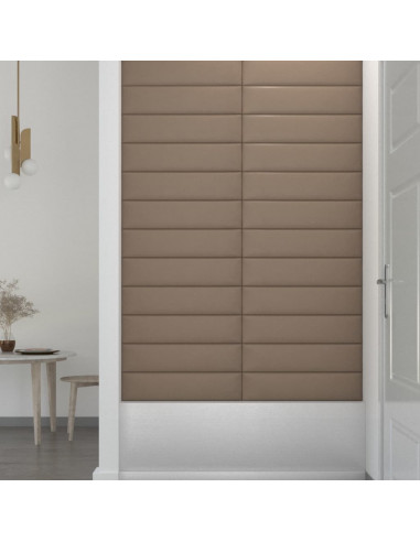 Pannelli Murali 12 pz Cappuccino 60x15 cm Similpelle 1,08 m²