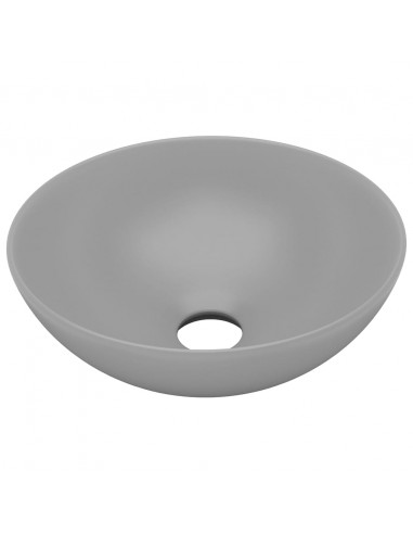 Lavandino da Bagno in Ceramica Grigio Chiaro Rotondo