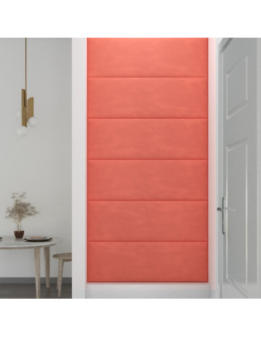 Pannelli Murali 12 pz Rosa 90x30 cm Velluto 3,24 m²