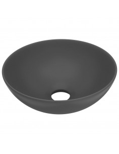 Lavandino da Bagno in Ceramica Grigio Scuro Rotondo 2