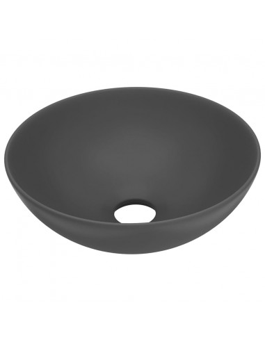 Lavandino da Bagno in Ceramica Grigio Scuro Rotondo