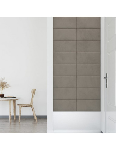 Pannelli Murali 12 pz Grigio Chiaro 60x30 cm in Velluto 2,16 m²