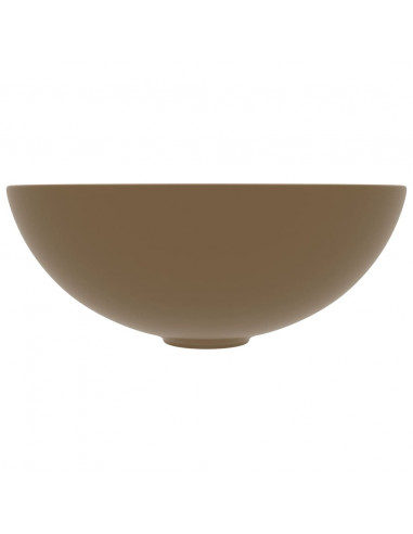 Lavandino da Bagno in Ceramica Crema Opaco Rotondo