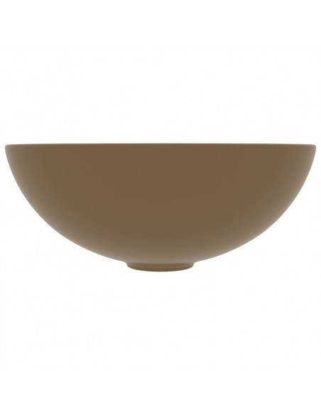 Lavandino da Bagno in Ceramica Crema Opaco Rotondo