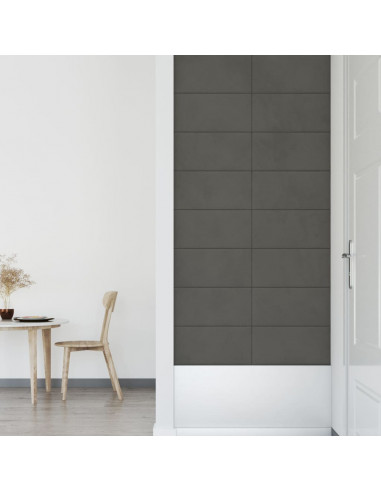 Pannelli Murali 12 pz Grigio Scuro 60x30 cm in Velluto 2,16 m²