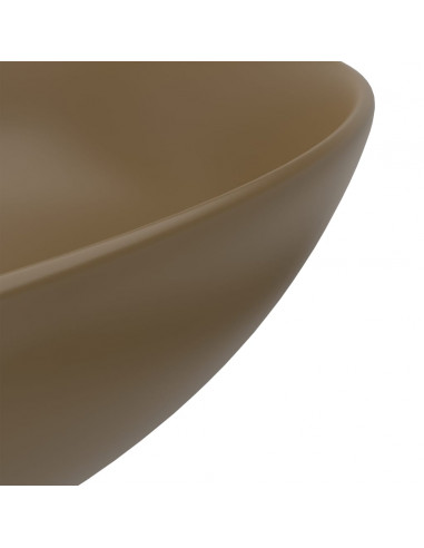 Lavandino da Bagno in Ceramica Crema Opaco Rotondo