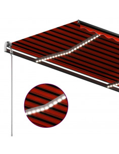 Tenda Retrattile Manuale con LED 3,5x2,5m Arancio e Marrone 2