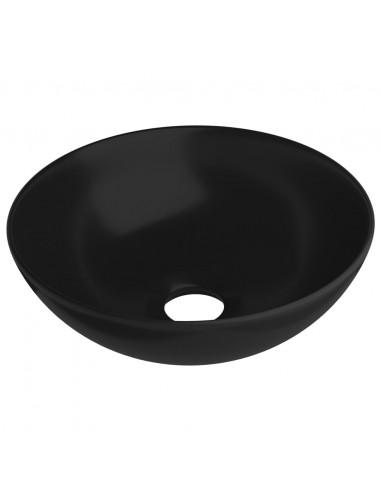 Lavandino da Bagno in Ceramica Nero Opaco Rotondo