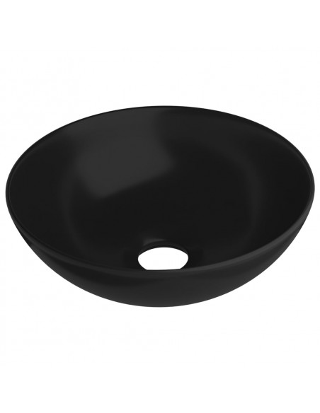 Lavandino da Bagno in Ceramica Nero Opaco Rotondo