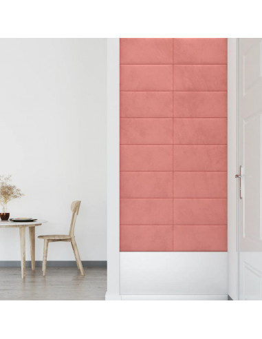 Pannelli Murali 12 pz Rosa 60x30 cm in Velluto 2,16 m²