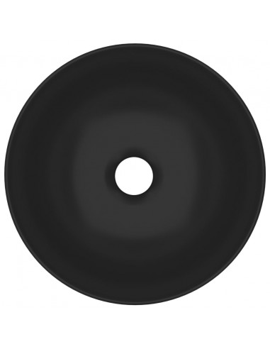 Lavandino da Bagno in Ceramica Nero Opaco Rotondo