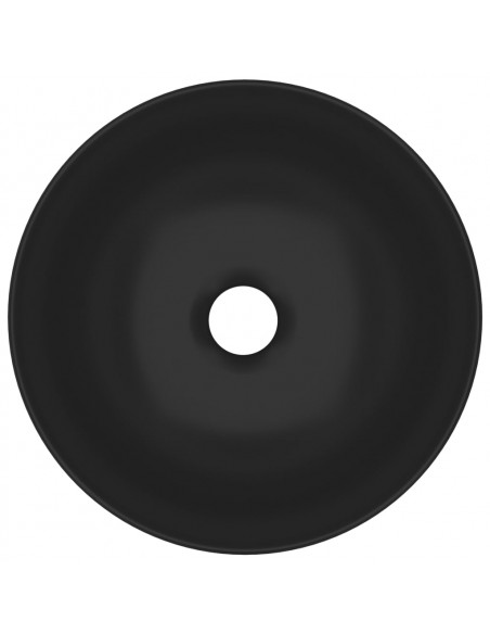 Lavandino da Bagno in Ceramica Nero Opaco Rotondo