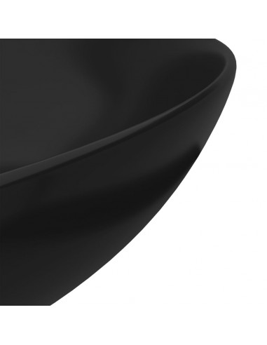 Lavandino da Bagno in Ceramica Nero Opaco Rotondo