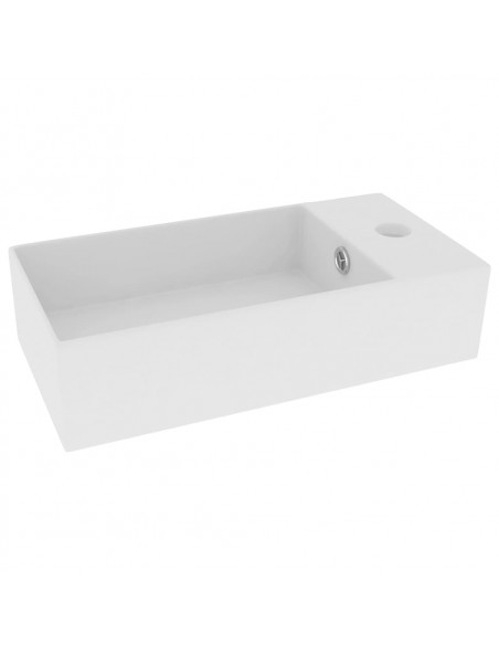 Lavandino con Troppopieno in Ceramica Bianco Opaco