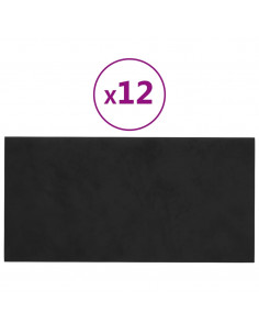Pannelli Murali 12 pz Neri 60x30 cm in Velluto 2,16 m² 2