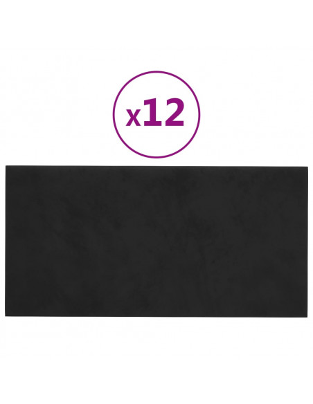 Pannelli Murali 12 pz Neri 60x30 cm in Velluto 2,16 m²