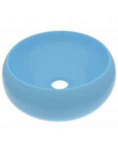 Lavandino Lusso Rotondo Azzurro Opaco 40x15 cm in Ceramica 2