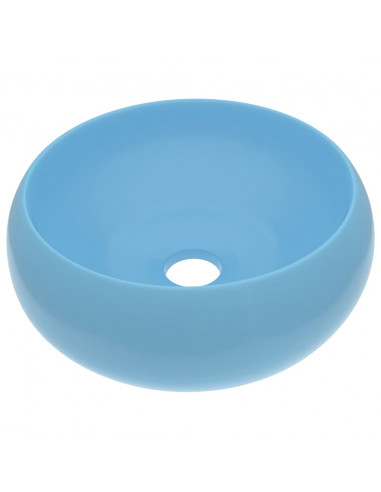 Lavandino Lusso Rotondo Azzurro Opaco 40x15 cm in Ceramica