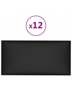 Pannelli Murali 12 pz Neri 30x15 cm in Similpelle 0,54 m² 2