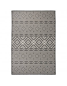 Tappeto da Esterni a Tessitura Piatta 160x230 cm Strisce Nere 2