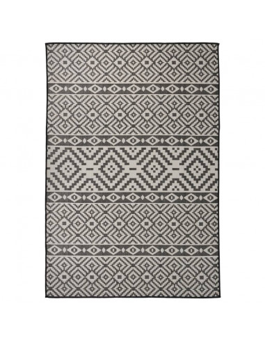 Tappeto da Esterni a Tessitura Piatta 160x230 cm Strisce Nere