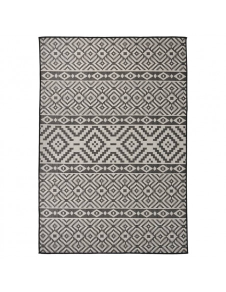 Tappeto da Esterni a Tessitura Piatta 160x230 cm Strisce Nere