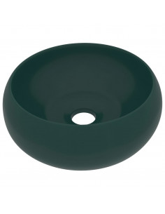 Lavandino Lusso Rotondo Verde Scuro Opaco 40x15 cm in Ceramica 2
