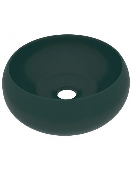 Lavandino Lusso Rotondo Verde Scuro Opaco 40x15 cm in Ceramica